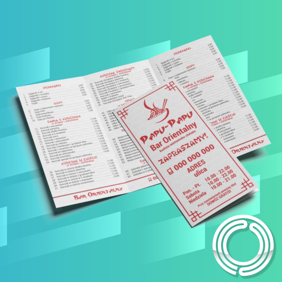 Ulotki z Menu - Bar Orientalny - 5000 szt.