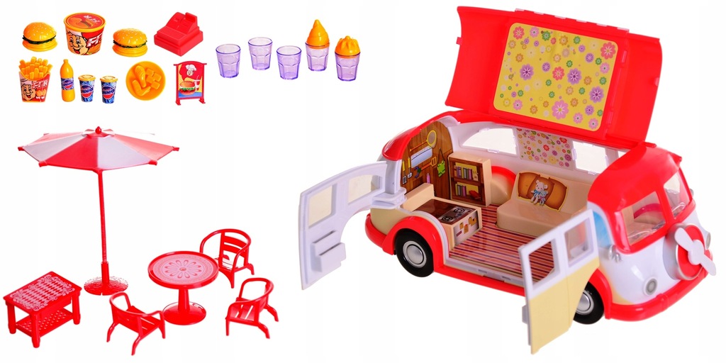 Auto dla lalek Kamper FAST FOOD Barbie Camper