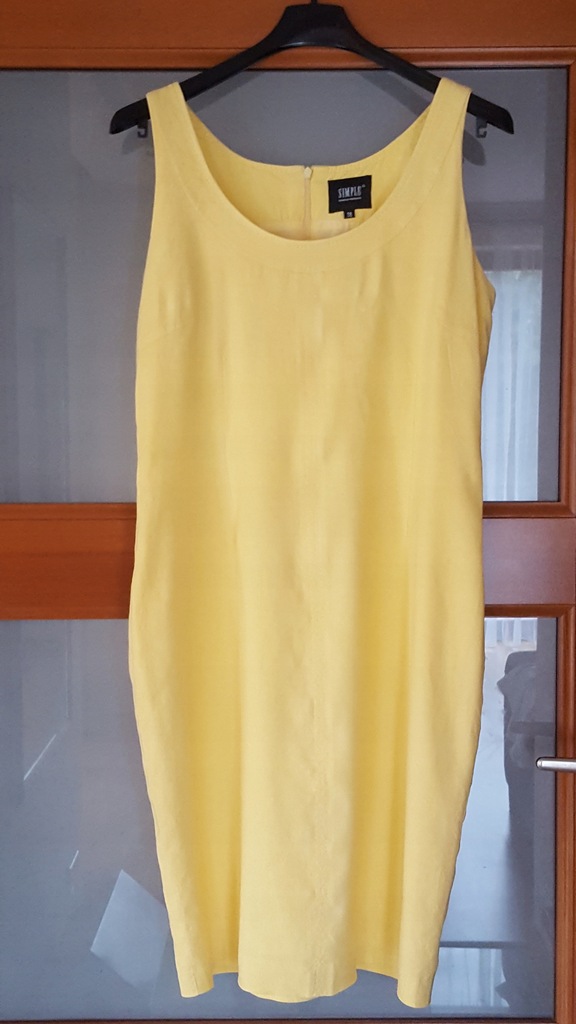 SIMPLE sukienka żółta ołówkowa podszewka 38