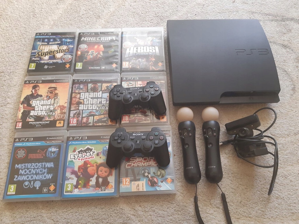 PLAYSTATION 3 320GB +SYSTEM MOVE I 8 GIER