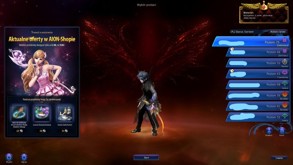 Aion Barus Spiritmaster (zaklinacz) 75lv Asmo