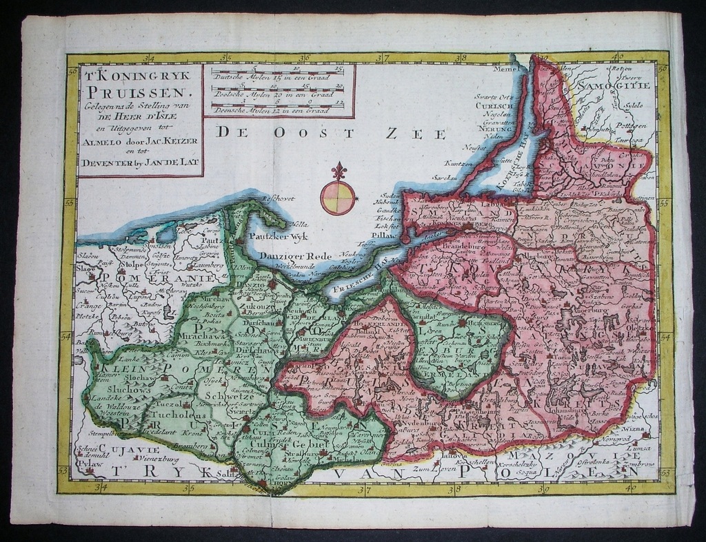 1788 MAPA POLSKA PRUSY Gdańsk Olsztyn Toruń Gdynia