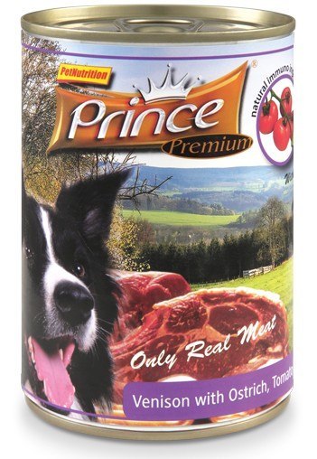 Prince Premium Dog Jeleń, struś, pomidory puszka 4