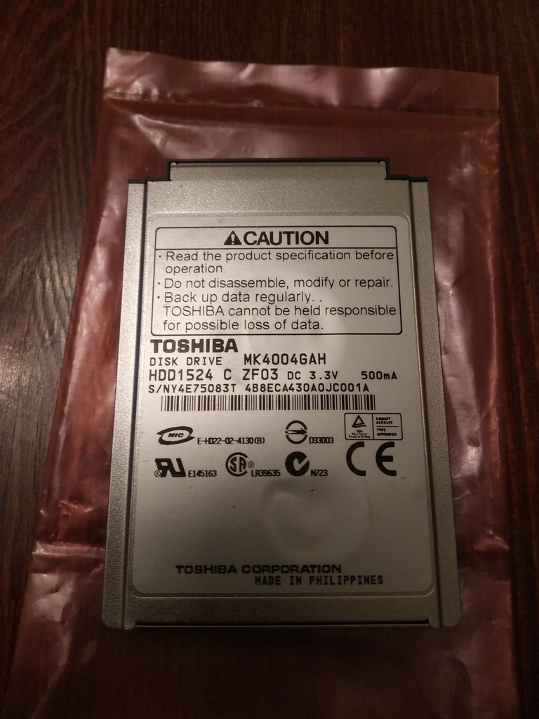 Toshiba 40GB MK4004GAH 1,8" HDD1524 ZIP PATA