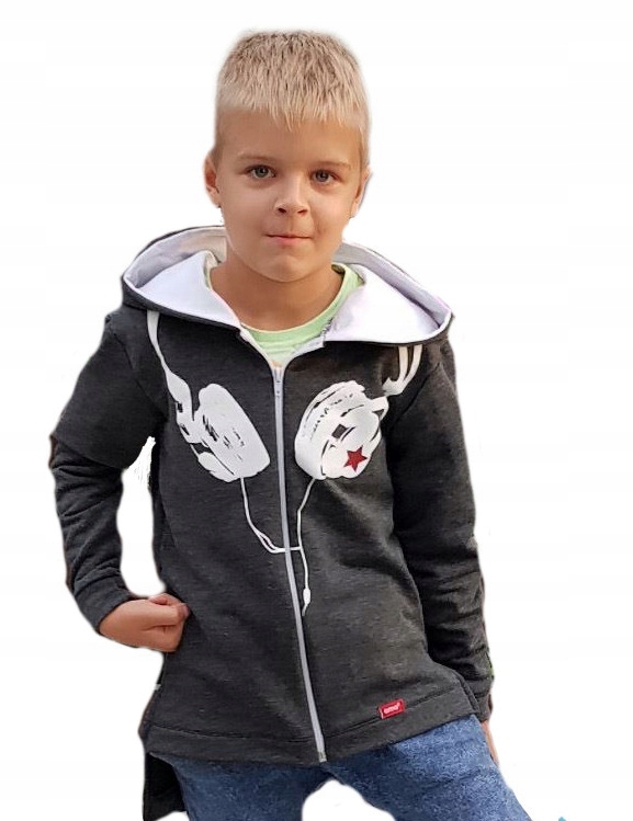 Bluza chłopięca rozpinana grafit kaptur Ema 128