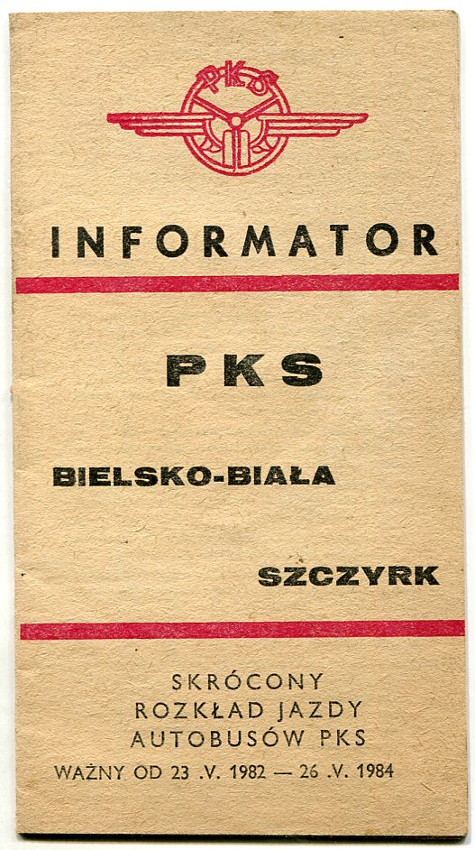 BIAŁA BIELSKO - SZCZYRK  -- Informator PKS 1982