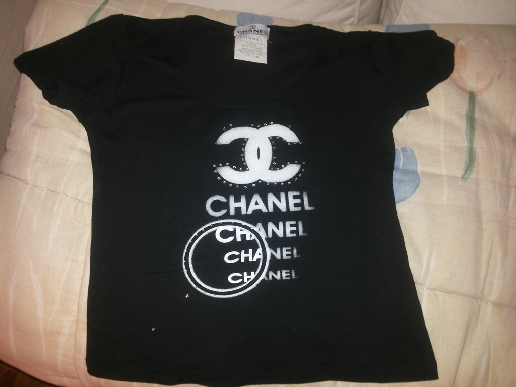 CHANEL BLUZKA krótki rękaw rozmiar 36 S czarna