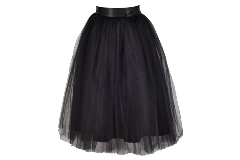 RiZ ELEGANCKA CZARNA MIDI SPÓDNICA Z TIULU 38 M