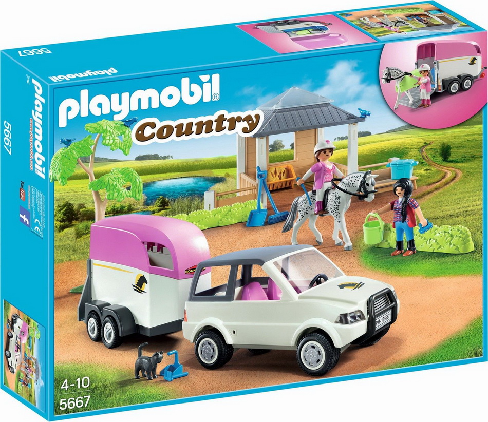 PLAYMOBIL 5667 PRZYCZEPA DLA KONI ZAGRODA SAMOCHOD