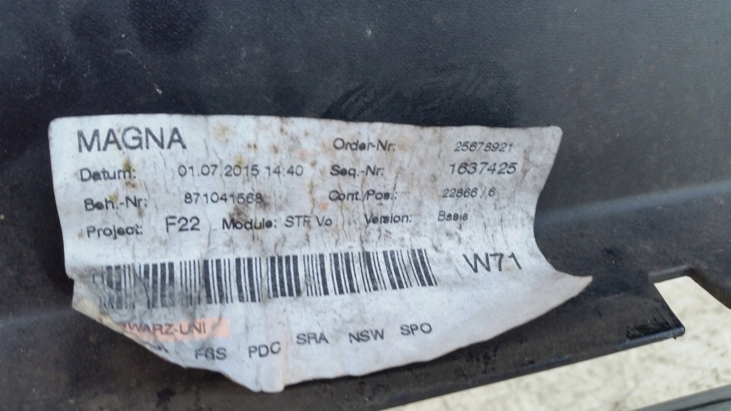 BMW 2 F22 F23 COUPE bumper front washers PDC