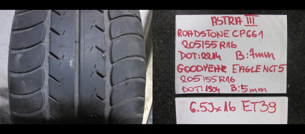 wheels discs tyres Opel Astra 3 R16 7mm