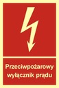 Знак противопожарной защиты. Выключатель из противопожарной фольги.