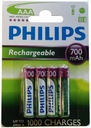 Аккумуляторы PHILIPS R03/AAA 700 мАч, блистер по 4 шт.