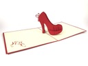 Červené ženské lodičky, 3d pohľadnica Deň žien