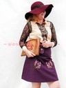 SURrreal Vyšívaná sukňa AFRIKA KMENE purpurová Model Embroidery