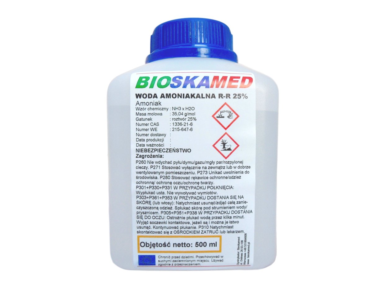 Amoniak Jest Bezbarwnym Gazem O Charakterystycznym Nieprzyjemnym Zapachu AMONIAK r-r 25% Woda Amoniakalna 500 ml BIOSKAMED 7206242391 - Allegro.pl