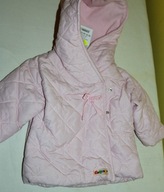 12 Prešívaná bunda ružová s kapucňou 74-79 cm