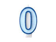 Świeczka na tort niebieska cyfra 0 urodzinowa