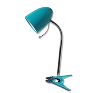 Stolná lampa s klipom modrá s uchytením