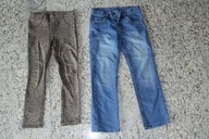 H&M C&A spodnie 2 pary r.128 panterka