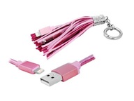 USB KÁBEL - IPHONE KĽÚČENKA PRÍVESOK RUŽOVÁ NABÍJANIE PRENOS DÁT