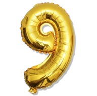Fóliový balón PartyDeco číslica 9 35cm zlatý