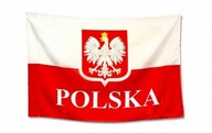 FLAGA POLSKI BARWY NARODOWE Z GODŁEM 120x75cm