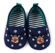 Topánočky Vianočné Soby papuče 0-6 mes 10 cm