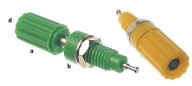 Zacisk laboratoryjny 4mm - komplet 20 sztuk (10 żółtych + 10 zielonych)PK19