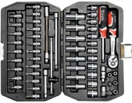 YATO ZESTAW NARZĘDZIOWY 56el. 1/4'' KLUCZE NASADOWE NASADKI Z GRZECHOTKĄ