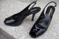 VIA SPIGA nr 41/10M włoskie czarne czółenka skóra