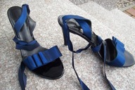 REISS nr 40-41 granatowo-czarne sandałki skóra