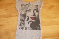 T-shirt H&M r. 32, twarz kobiety, szary, tanio