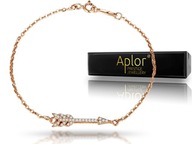 925 ze srebra pozłacana Bransoletka Arrow Swarovski PUDEŁKO Strzała Amora