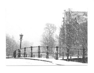 Pocztówka - Zimowy obrazek z latarnią na mostku ..