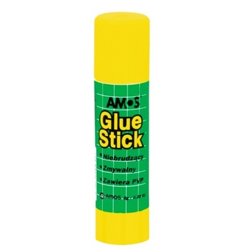 Klej w sztyfcie 8g AMOS GLUE STICK bezbarwny, bezwonny, fotografii