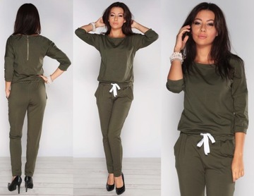 WYGODNY KOMBINEZON KHAKI Z ZAMKIEM casual S M L