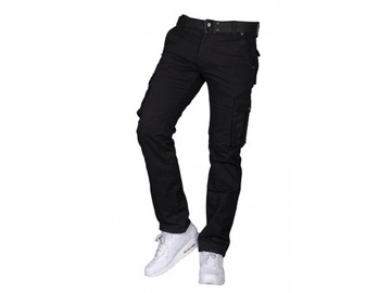 Bojówki czarne + pasek D9079-1 fashionmen2 rozm.38