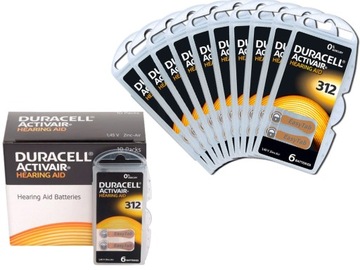 Слуховая батарея DURACELL 60x 312 PR41 347 ZincAir