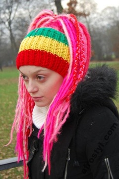 rock opaska rasta na dredy,warkoczyki,jamajka