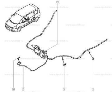 ЭЛЕКТРИЧЕСКИЙ ТОРМОЗНОЙ ТРОС RENAULT LAGUNA II ПРАВЫЙ