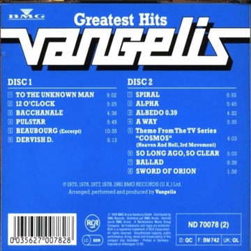 VANGELIS GREATEST HITS - THE BEST OF ..... 2 компакт-диска