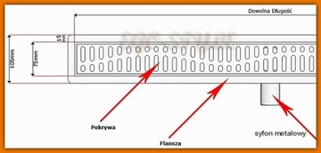 Линейный слив KESMET 120 см, встроенный, стальной сифон