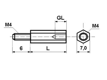 Słupek dystansowy M4 L=10mm cena za 10sztuk