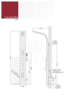 Душевая панель Samsara с термостатом.