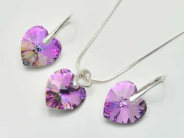 ШОК! Набор Swarovski Heart Mix Color Серебро 925