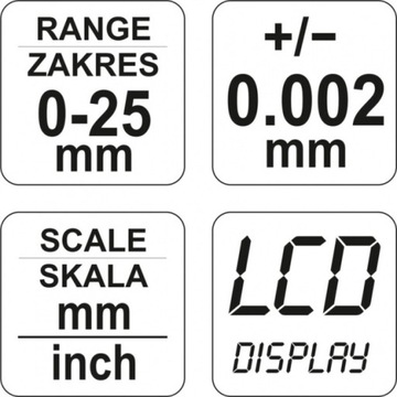 ЭЛЕКТРОННЫЙ МИКРОМЕТР 0-25 мм YT-72305 YATO CEFRO