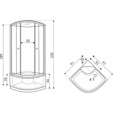 ДУШЕВАЯ КАБИНА С ГИДРОМАССАЖЕМ 91Х91 БЫСТРЫЙ МОНТАЖ