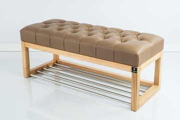 120 Producent Ławka Pikowana Cappuccino EMRA WOOD