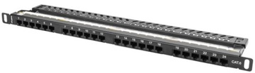 Патч панель 24 порт 0,5U Cat. 6 UTP Black Lanberg